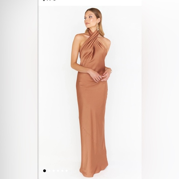 NWOT SHOW ME YOUR MUMU- Jasmine Halter Maxi Dress size L color: copper - Picture 1 of 5